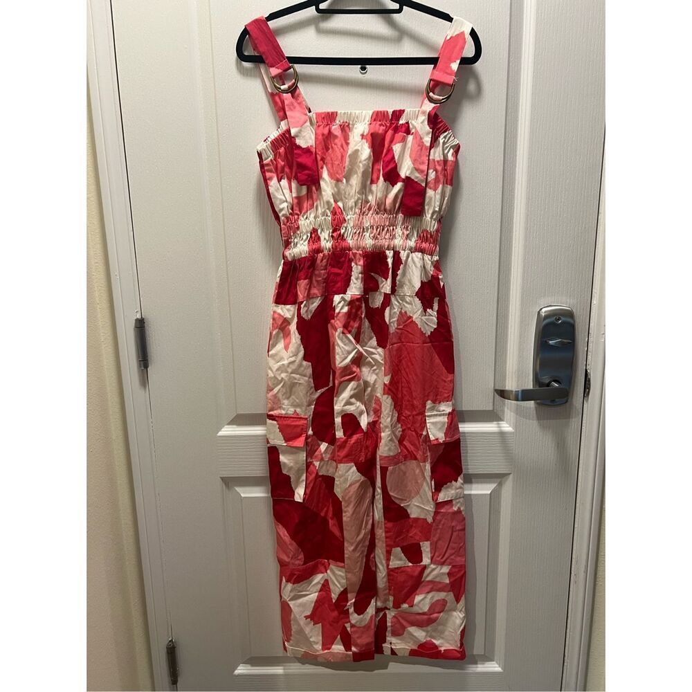 Ceibon Multiple pink abstract jumpsuit with cargo pockets. Size S - Picture 4 of 7